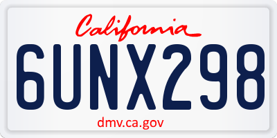 CA license plate 6UNX298