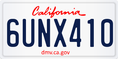 CA license plate 6UNX410