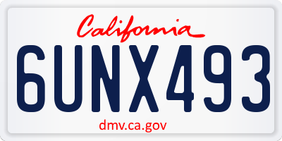 CA license plate 6UNX493