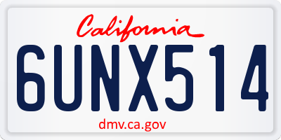 CA license plate 6UNX514