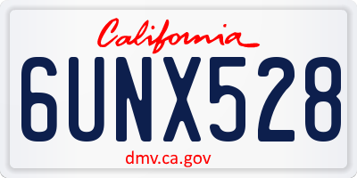 CA license plate 6UNX528