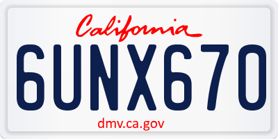 CA license plate 6UNX670