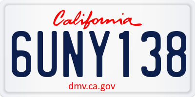 CA license plate 6UNY138