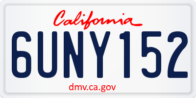 CA license plate 6UNY152