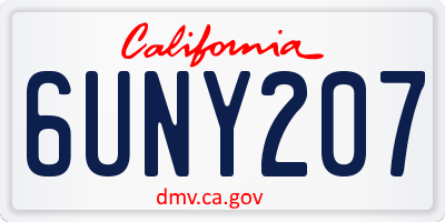 CA license plate 6UNY207