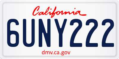 CA license plate 6UNY222