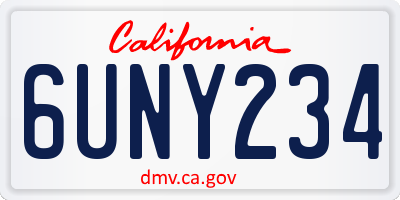 CA license plate 6UNY234