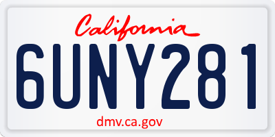 CA license plate 6UNY281