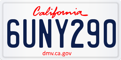 CA license plate 6UNY290