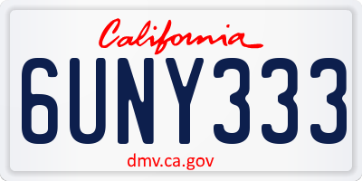 CA license plate 6UNY333