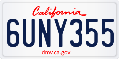 CA license plate 6UNY355