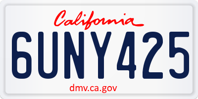 CA license plate 6UNY425