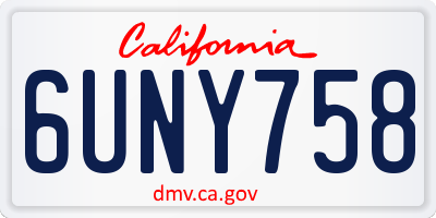 CA license plate 6UNY758