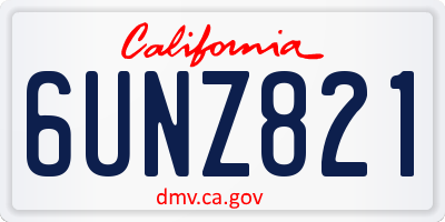 CA license plate 6UNZ821