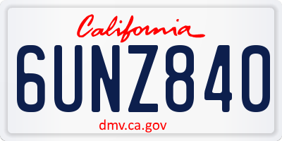 CA license plate 6UNZ840