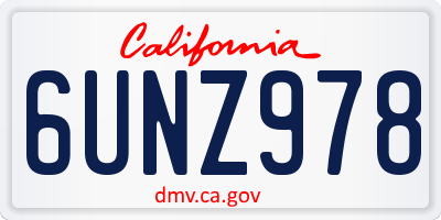 CA license plate 6UNZ978