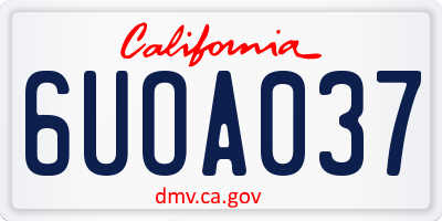 CA license plate 6UOA037