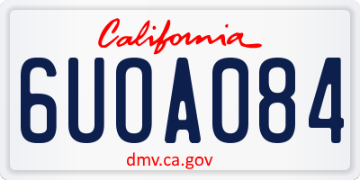 CA license plate 6UOA084