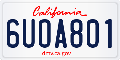 CA license plate 6UOA801