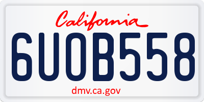 CA license plate 6UOB558