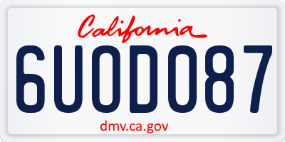 CA license plate 6UOD087