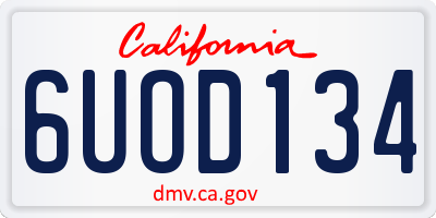 CA license plate 6UOD134