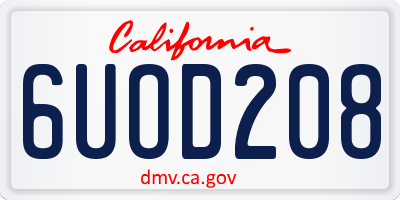 CA license plate 6UOD208