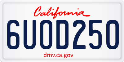 CA license plate 6UOD250