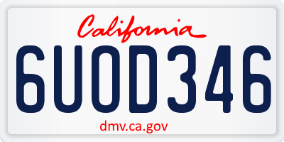 CA license plate 6UOD346