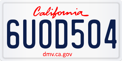 CA license plate 6UOD504
