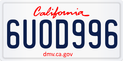 CA license plate 6UOD996