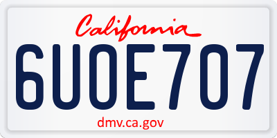 CA license plate 6UOE707