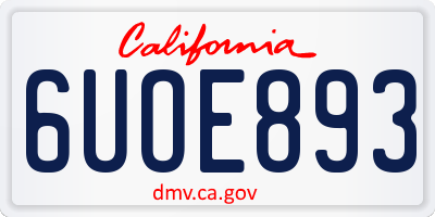 CA license plate 6UOE893