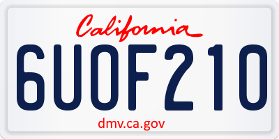CA license plate 6UOF210