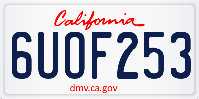 CA license plate 6UOF253