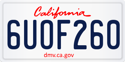 CA license plate 6UOF260