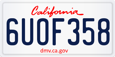 CA license plate 6UOF358