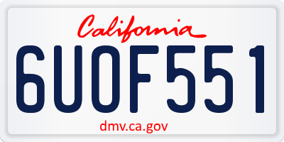 CA license plate 6UOF551