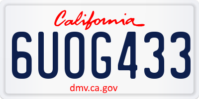 CA license plate 6UOG433