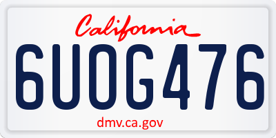 CA license plate 6UOG476