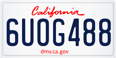 CA license plate 6UOG488