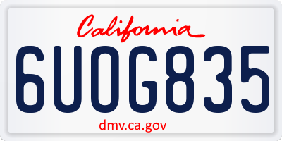 CA license plate 6UOG835