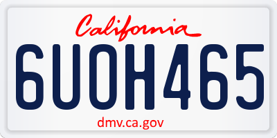 CA license plate 6UOH465