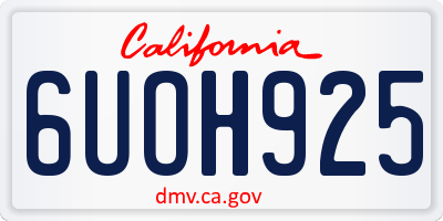 CA license plate 6UOH925