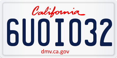 CA license plate 6UOI032