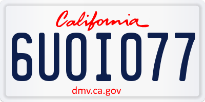 CA license plate 6UOI077