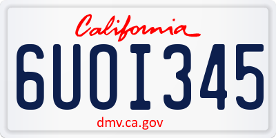 CA license plate 6UOI345