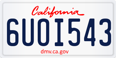 CA license plate 6UOI543