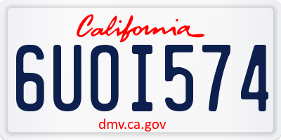 CA license plate 6UOI574
