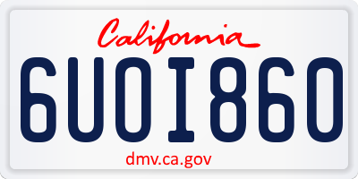 CA license plate 6UOI860